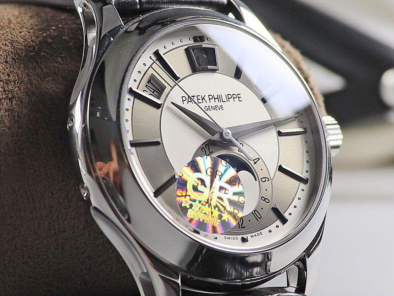 高仿百达翡丽手表-PATEK PHILIPPE 复杂功能计时系列5205G-001 腕表 银白表盘 第5张